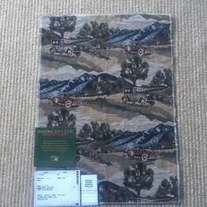 Tapestry fabric. Antique cars. 18x12